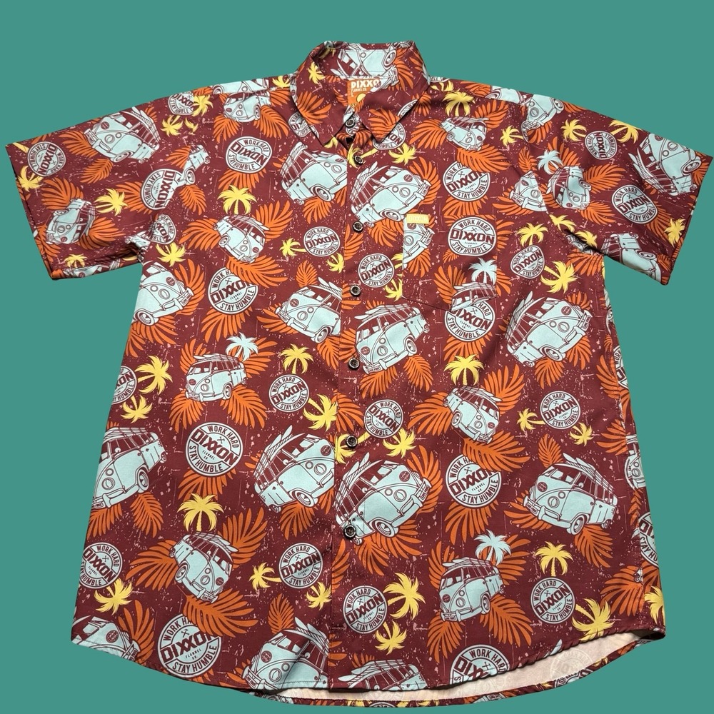 Dixxon Flannel Co Surf City Shirt Large Hawaiian Beach Volkswagen VW Bus